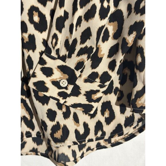 Anne Taylor Animal print pop over Long Sleeve women’s blouse size Small - Picture 6 of 9